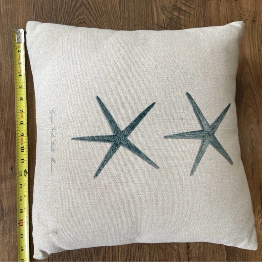 Coastal Throw Pillow Set Seahorse Coral Starfish Nautical Beach Decor - Picture 6 of 7